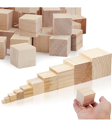 SOSMAR 12 stuks 50x50x50mm blanco kubussen knutselhout houten kubussen 5 cm houten blokjes om te knutselen, natuurlijke houtblokken houten ruwe vormen om te beschilderen, houten decoratie, DIY