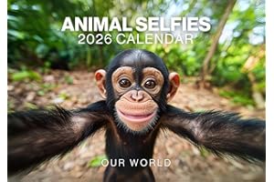 Animal Selfies 2026, Funny Animal Calendar 2026. Funny Wall Calendar 2026. Large 12 Month, Month to View with Notes & Checklist Pages, UK Made by Our World
