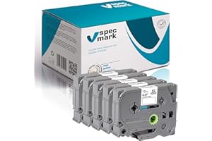 Specmark Taśma TZe-231 12mm x 8m zestaw x 5 sztuk Czarno-biała taśma kompatybilna ze wszystkimi drukarkami Brother PT P-touch AZe-231 EZe-231 TZ-231 TZ2-231