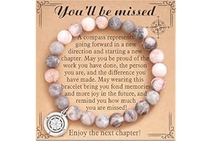 Aunis Retirement Gifts for Women 2024 Leaving Gifts Sweet Heart/Compass Bracelet You Will Be Missed Farewell Going Away Goodbye Gifts
