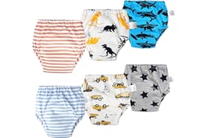 FLYISH DIRECT Mutandine di Apprendimento Bambino Mutandine per Allenarsi al vasino Impermeabili Puro Cotone Confezione da 6 (3 Anni, Blu)