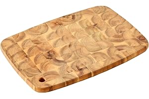 KESPER | Professionell skärbräda med upphängningshål, material: akaciaträ (pannträ), mått: 32 x 22 x 2 cm, färg: brun, natur