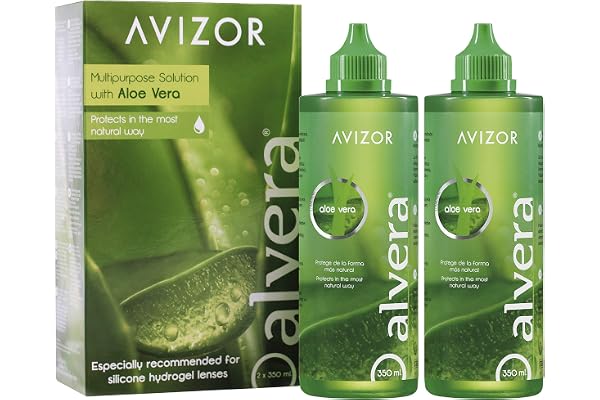 Avizor Liquide pour Lentilles de Contact Alvera avec Etui, 2 × 350 ml