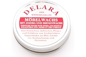 DELARA Cire Haut de Gamme pour Meubles, enrichie au Jojoba et à la Cire d'abeille, Couleur: incolore - Fabriqué en Allemagne