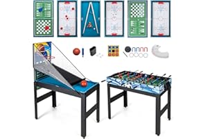 GOPLUS 14-en-1 Table Babyfoot, Table de Jeu Combinée avec Basketball, Billard, Baby-Foot, Tennis de Table, Hockey, Shuffleboard, Bowling, Échecs, Dames, Backgammon, Morpion,109 x 58 x 152 cm