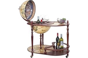 MENDLER HWC-D84 barek w kształcie globusa, ze stołem, średnica 42 cm, z drewna eukaliptusowego, certyfikat MVG