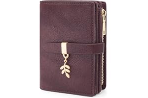 HNOOM Carteras de Mujer Cuero PU Monedero Muje Pequeñas Formato Corto Billeteras para Mujer Bloqueo RFID Cartera, Monederos Tarjetero con 19 Ranuras para Tarjetas y Monedero Cremallera (Burdeos)
