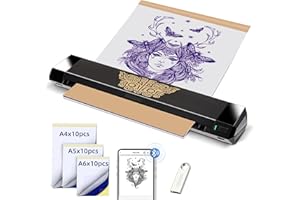 ORGBRO X8 Termocopiadora Tattoo, Impresora Térmica Tattoo Bluetooth con 30 Hojas de Papel de Transferencia, Maquina de Tatuar para Principiantes y Artistas del Tatuaje, Compatible con TeléFonos/Pc