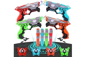 VATOS Ulepszony pistolet laserowy na podczerwień, wielofunkcyjny pistolet laserowy, 4 pistolety, 4 kamizelki ochronne