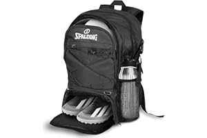 Spalding Fußball-Rucksack, Sporttasche, Fußballtasche mit Ball- und Schuhfach, Verwendung für Tracktaschen, Basketball, Sportball