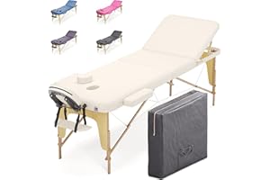 BELTOM® Camilla de Masaje 3 Zonas portatil 195 x 70 cm. Mesa Cama Banco Plegable Reiki Fsioterapeuta - Crema