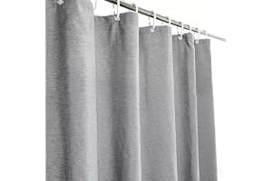 YISURE Duschgardin med linne-look, grå, 180 x 200 cm, tögvättbart tyg | Konstlinne, tung badgardin, textil, vattenavvisande för badrummet, bredd 180 x höjd 200 cm