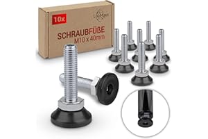 ‎LOUMAXX LouMaxx Stellfüße M10 x 40mm -10er Set- Regulierschraube - höhenverstellbare Füße - Schraubfuß - Maschinenfuß, Schraubfüße höhenverstellbar - Verstellschrauben mit Fuß, Stellfüße M10x40mm