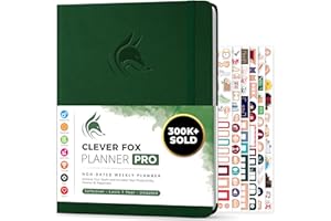 Clever Fox Planner PRO - Planner Settimanale/Mensile. Per aumento della tua produttività, Gestione del Tempo e raggiungere i tuoi obiettivi - Organizer, dura 1 anno - A4, Senza Data - Verde Bosco