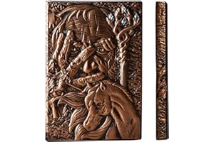 YHH A5 Taccuino Vintage Pelle, Diario di Viaggio Quaderno Appunti Righe Copertina Rigida Fatto a Mano Journal Notebook Ruled Lined Idee Regalo Compleanno Donna Uomo Faraone 3D Magico Rame