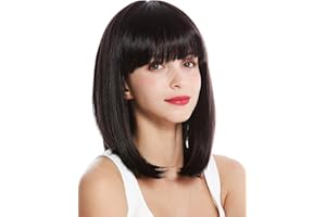 WIG ME UP - VK-1-3HDEEPVIOL Perruque dame courte hauteur d'épaules carré long frange lisse brun foncé violet