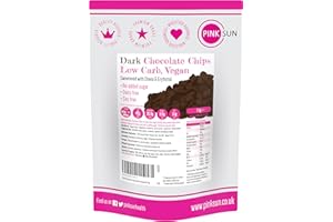 PINK SUN Low Carb Chocolate Chips 1kg - Sweetened with Stevia and Erythritol - No added Sugar - Vegan, Dairy Free, Soy Free, Gluten Free 70% Dark Chocolate Drops Keto 1000g Bulk