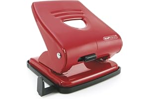 Rapesco PF827AR1 827 Perforatrice 2 Trous, Capacité de 30 Feuilles, Rouge
