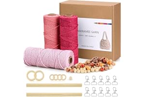 ‎BIXUFCAI Makramee Garn 2mm x100m 3er Set 100% Baumwollkordel Natur Natürliche Baumwoll Bastelschnur Makramee Baumwollgarn für DIY Basteln Stricken Boho Deko Wandbehang Dekoration Blumenampel Deko Vorhang