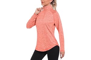 iClosam Maglia Sportiva Donna Manica Lunga Maglia Tecnica Trekking con Mezza Zip Maglietta da Corsa Traspirante Maglie Running Leggera XS-3XL