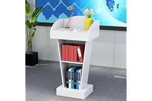 JIANRUI Lectern Podium Stand Wood Pulpits, Customer Reception Podiums Desk for Church Conference Auditorium Seminar School Lectern Office Furniture (White, No Drawer)