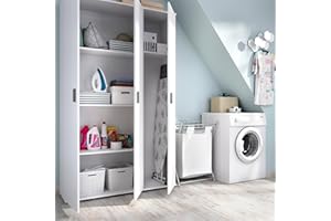 Dmora Armadio Multiuso Grande Sillano, Mobile Multifunzione Porta Scope, Guardaroba a 3 Ante, 116x35h190 cm, Bianco