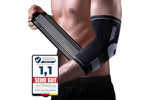 SQAUT® Ellenbogenbandage 1 Stück Ellenbogen Bandage Herren und Damen für Sport, Tennisarm und Golferarm Ellbogen Stütze Armbandage mit Klettbänder Klettgürtel Elbow Brace Elbow Support (Schwarz L)