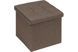 Bonlife Soffpall Puff Fotpall Kista Leksakslåda Förvaring Vikbar pall med förvaringsutrymme, brun, 32 x 32 x 32 cm