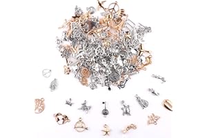 Tikplus 150 Stück Charms Anhänger, zum Schmuck Basteln, Gemischte Anhänger Kette und Vintage Aesthetic, Armbänd Ohrringe Halskette