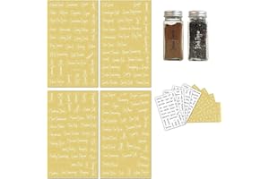 v2croft Cursive Spice Jar Labels,Preprinted-276 Black & White Script Stickers, Water Resistant Seasoning Herb Stickers for Containers, Jar, Organization and Storage