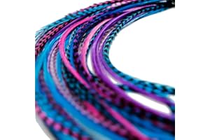 ONE FINE DAY FEATHERS 20 extensions de cheveux en vraies plumes XXL + anneaux/boucle 28-33cm (Berry)