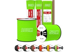 Brotree 4mm Paracorde 550 7 Brins Corde en Nylon 15M Type III Corde Parachute pour Survie, Extérieur, Bricolage - 250kg Charge de Rupture (Néon Vert)