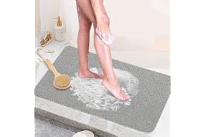 ATHRZ Loofah Shower Mat for Inside Shower Non Slip Anti Mould PVC Bath Mat for Bathroom Wet Shower Areas (Grey, 40 x 60 cm)