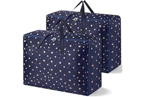 Averrex 2 PCS 105L Large Storage Bags, Heavy Duty Moving Bags with Sturdy Zips and Handle, Waterproof Underbed Storage Bag for Clothes Duvet Bedding and Laundry