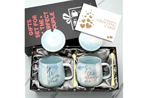 SOVYIME Mr Mrs Tasse à café Cadeau Couple, Cadeau Mariage Couple, Idee Cadeau Couple Tasse Mug Noel, Cadeaux de mariage pour les mariés, Cadeaux d'Anniversaire de fiançailles pour les Mari et Femme -14 Oz