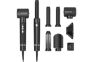UKLISS 110000 TR/MIM Seche Cheveux avec Diamant, 2023 Nouveau Brosse Soufflante 7 en 1 avce Sèche Cheveux, Diffuseur Boucle, Air Fer à Boucler, Brosse Chauffante, Brosse Soufflante, Concentrateur