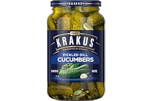 Krakus Pickled Dill Cucumbers 920g - Sweet & Sour Taste - Crispy Gherkins - Delicious Condiment - Ready to Serve - Glass Jar