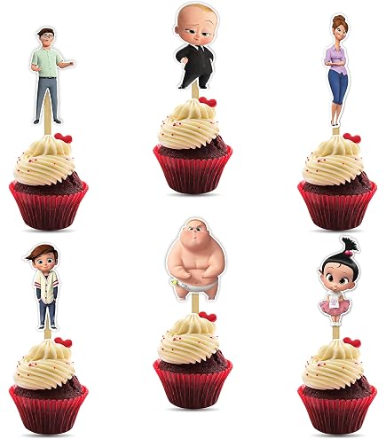 INNORU Boss Baby Tortenaufsatz | 1. Geburtstag | Babyparty Deko | Schwarz Glitzer