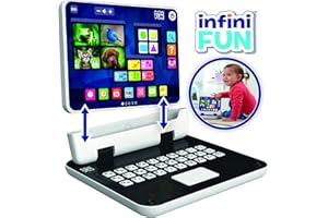 INFINI FUN Taldec Infinifun, Mon Premier Ordinateur 2 en 1, Jouet électronique éducatif, Jouet d'imitation et Premier âge, Animaux, Chiffres, Alphabet