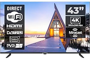 KIANO Smart TV 43" Elegance – 4K UHD (3840×2160) con HDR10 – Android 11, WLAN, Bluetooth – Triplo Tuner DVB-T2/C/S2, Dolby Audio – 2 HDMI, 2 USB, CI-Slot – Design in metallo – VESA