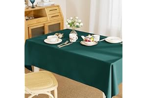 RYB HOME Nappe Rectangulaire Anti Tache - Nappe Noel Vert Foncé 150x213cm, Couverture de Table Tissu Imperméable Décoration pour Extérieur/Intérieur Usage Cuisine/Salle à Manger