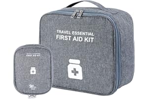 BOOAEE 2 Pièces Boîte Médicale,Sac de Médecine Portable,Mini Trousse de Secours Vide,Drogue de Sac de Stockage,Étanche de Grande Capacité,Les Activités Extéreures Secours Familial Boîte à Médicaments（Gris）