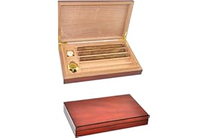 Eitida Desktop-Zigarren-Humidore, handgefertigte Aufbewahrungsbox aus spanischem Zedernholz mit Trennwand, Luftbefeuchter und Hygrometer_ Sapeli_5ct