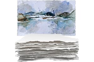 WANDERINGS Papel Grueso Para Acuarela Hecho A Mano Con Borde Rasgado A5-15x21 cm - 500GSM, Papel Premium Blanco Texturizado Para Técnicas Mixtas, Prensado En Frío Y Fabricado Con Algodón Reciclado - 15 Hojas
