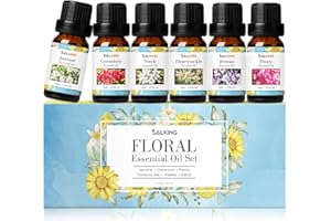 Kwiaty Olejki eteryczne do dyfuzorów, zestaw olejków eterycznych SALKING DIY czyste świece, masaż, aromaterapia, wiciokrzew, Frezja, piwonia, jaśmin, geranium, neroli, 6 x 10 ml