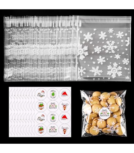 100 Pezzi Natale Bustine Trasparenti per Caramelle Sacchetto per