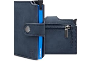 BEWMER v2 Portefeuille Homme&Femme en Similicuir avec Protection RFID Anticlonage | Porte Carte Homme&Femme pour 9 Cartes De Crédit, avec Poche Monnaie | Portefeuilles Et Porte-Cartes Bleu Fonce-Bleu