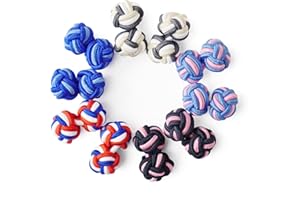 HONEY BEAR 5 Pairs Mens/Women Silk Fabric Knot Twisted Cufflinks Set, for Shirt/Dress Business Wedding,Round Shape