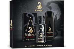 SCORPIO - Coffret 3 produits Noir Absolu - Coffret Cadeau Homme - Eau de toilette flacon 75ml, Gel Douche 250ml et Déodorant atomiseur 150ml