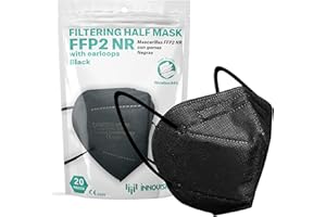 Innovision Medical Certifié Norme 20x Masque FFP2 Noire CE0099, 20 pièces Couleur noire